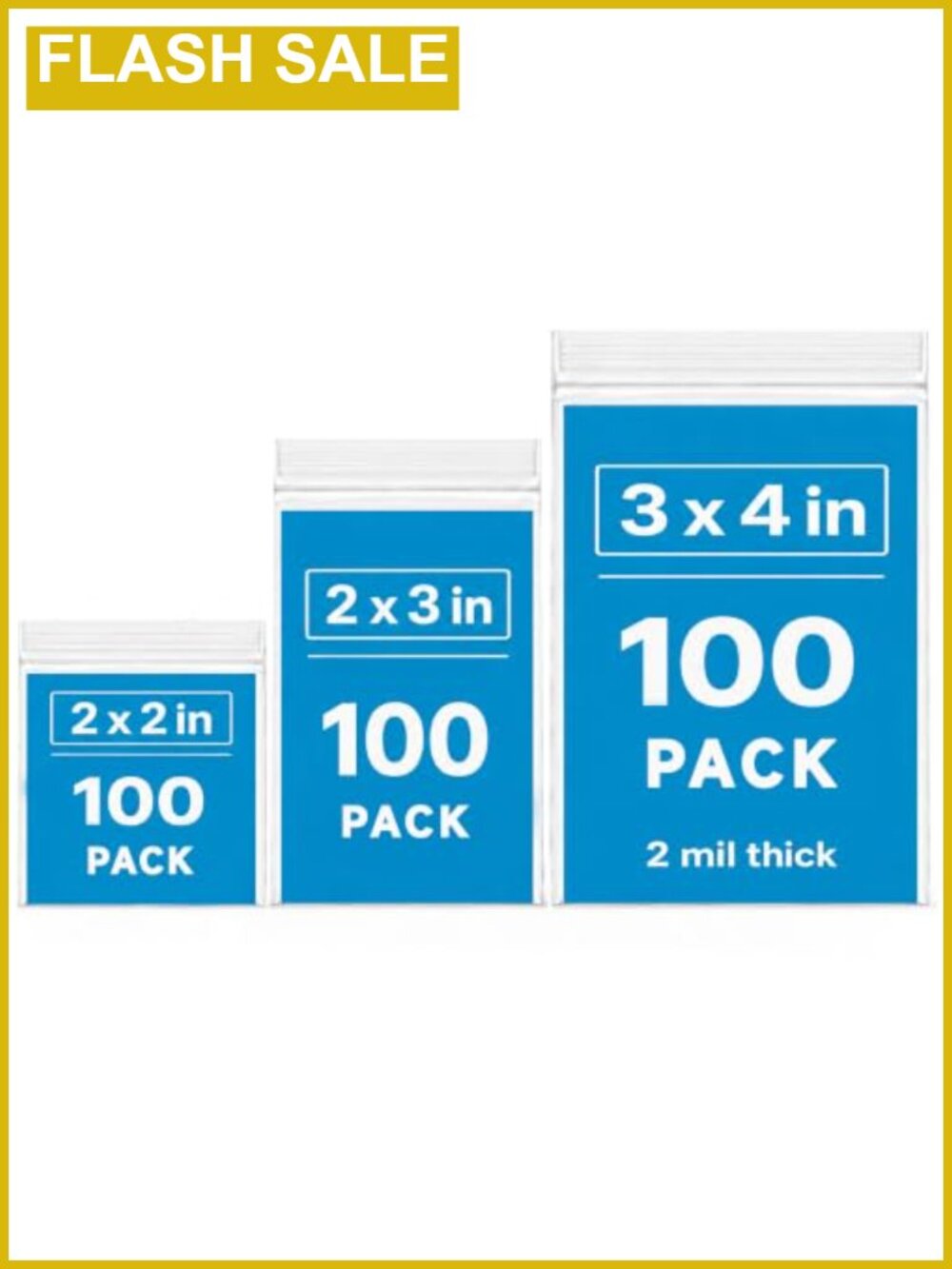300 PCS Small Plastic Jewelry Bags 3 Sizes Reclosable Zip Baggies Clear
